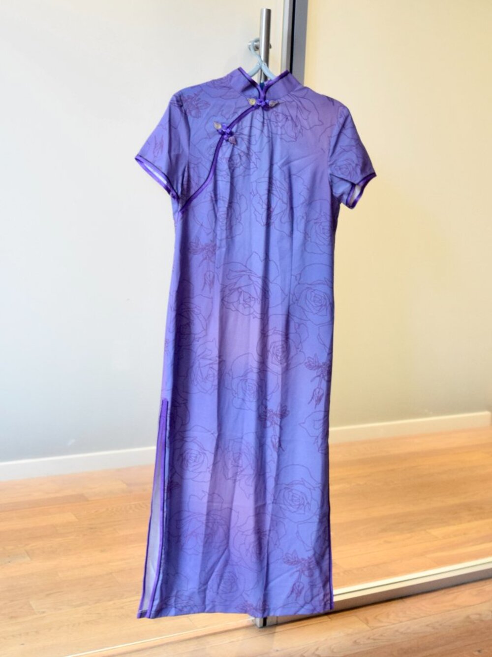 Purple Rose Flora Qipao Maxi Dress - Chinese Traditional Cheongsam